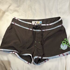 Roxy Brown Shorts with Multicolor Stripes